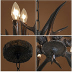 Rustic Antler Black Shade Ceiling Chandelier