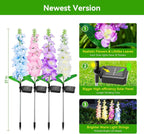 4 Pack Delphinium Solar Flower Lights for Garden Decor