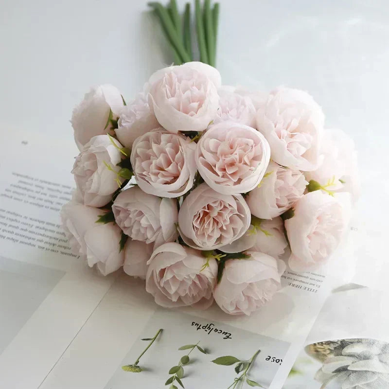Lifelike Silk Peony Flower Bouquet for Home Decor & Weddings