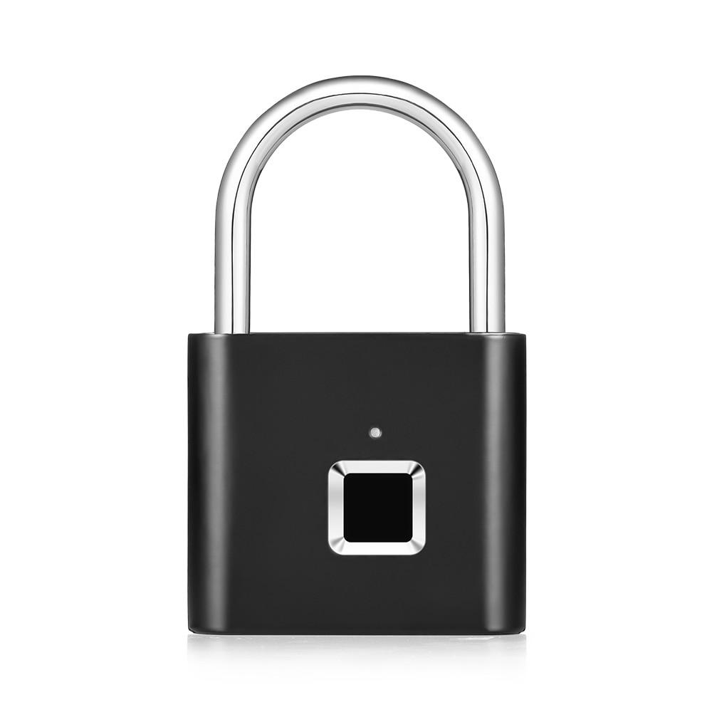 Smart Rechargeable Fingerprint Padlock - Keyless Biometric, Padlock for Gym, Luggage Bags, Locker and Storage