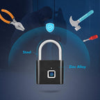 Smart Rechargeable Fingerprint Padlock - Keyless Biometric, Padlock for Gym, Luggage Bags, Locker and Storage