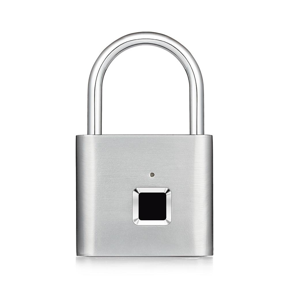 Smart Rechargeable Fingerprint Padlock - Keyless Biometric, Padlock for Gym, Luggage Bags, Locker and Storage