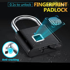 Smart Rechargeable Fingerprint Padlock - Keyless Biometric, Padlock for Gym, Luggage Bags, Locker and Storage