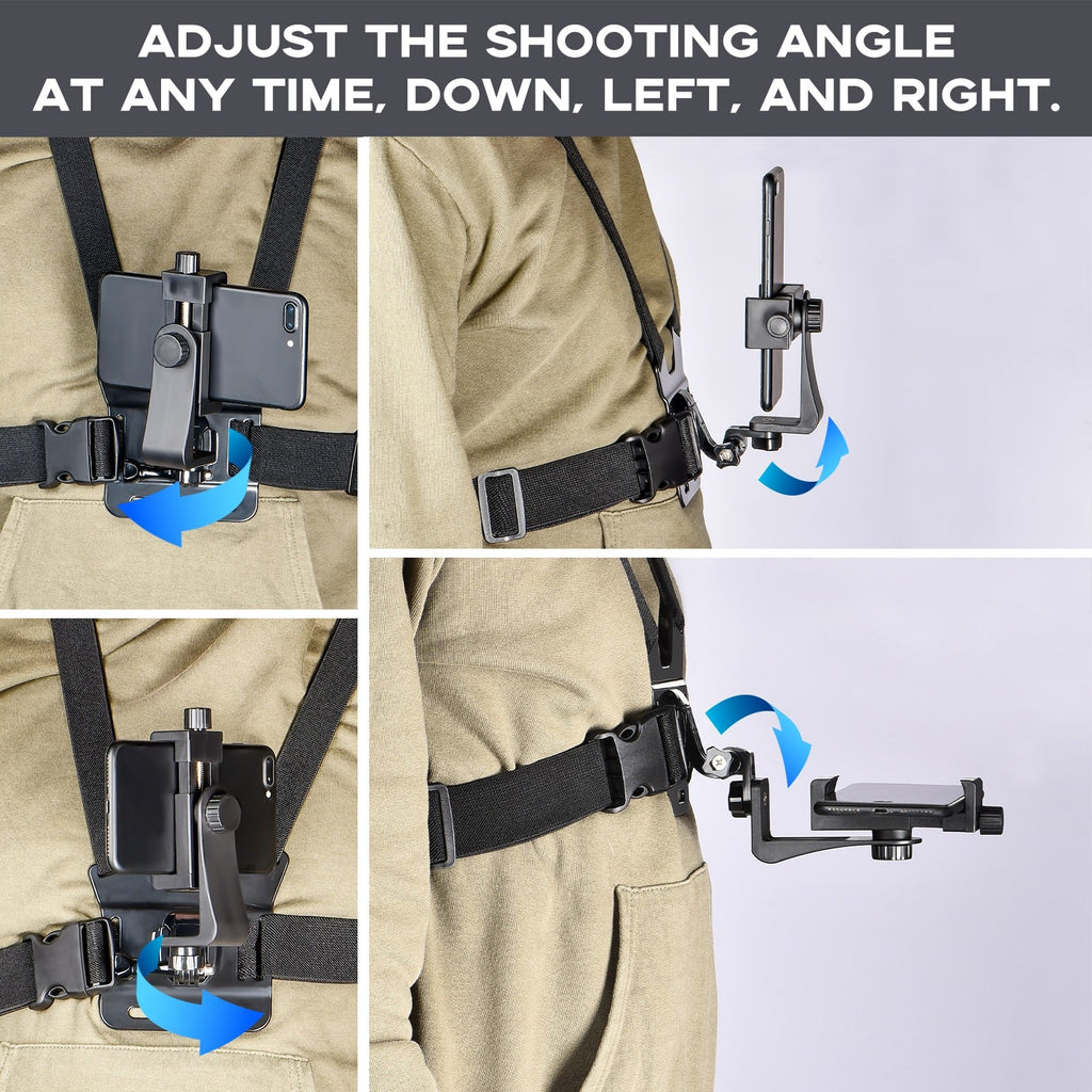 Mobile Phone Chest Mount Harness Strap Holder, Head Mount, Chest Mount