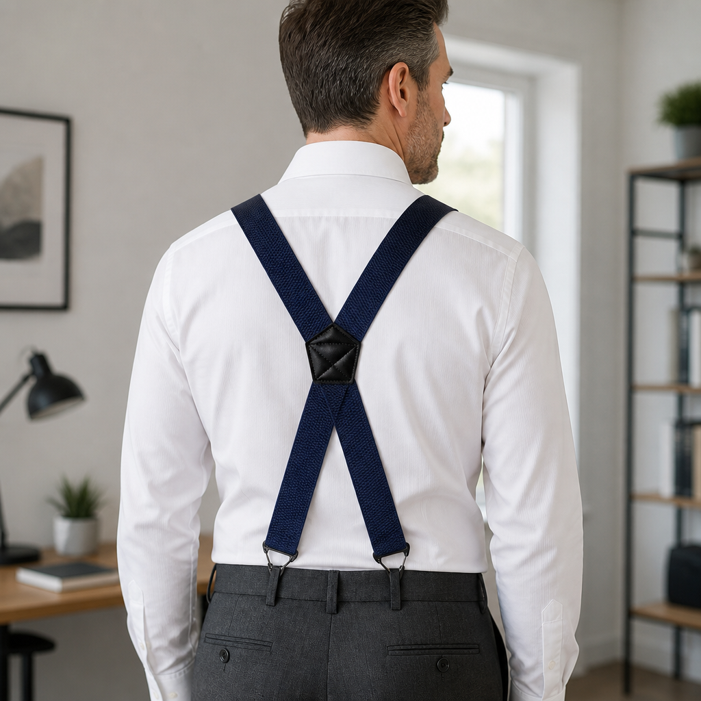 Men's Belt Loop Suspenders - Adjustable Hook Suspenders with 1.5 Inch Straps