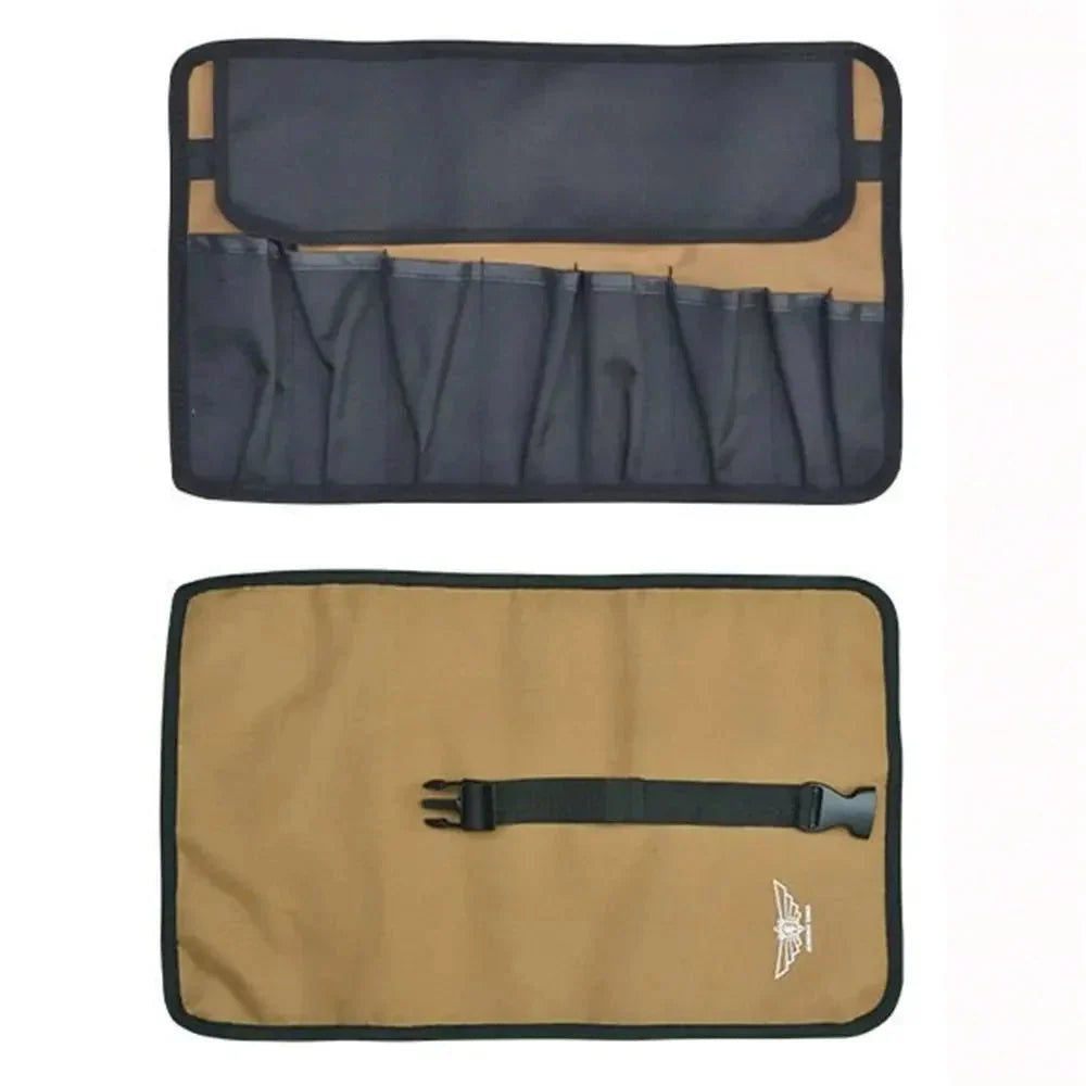 Tool Roll Bag – Roll-Up Oxford Cloth Wrench Organizer, 8 Pockets, Buckle Strap