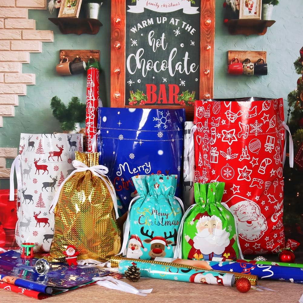 SantaSacks Christmas Drawstring Gift Bags