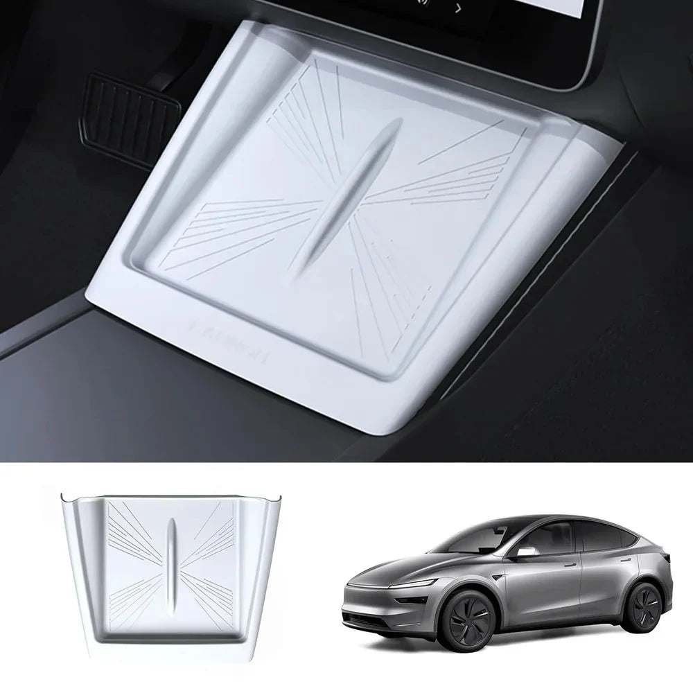 Full-Cover Non-Slip Silicone Wireless Charging Area Mat for Tesla Model Y Juniper 2025+ / Model 3 Highland 2024+