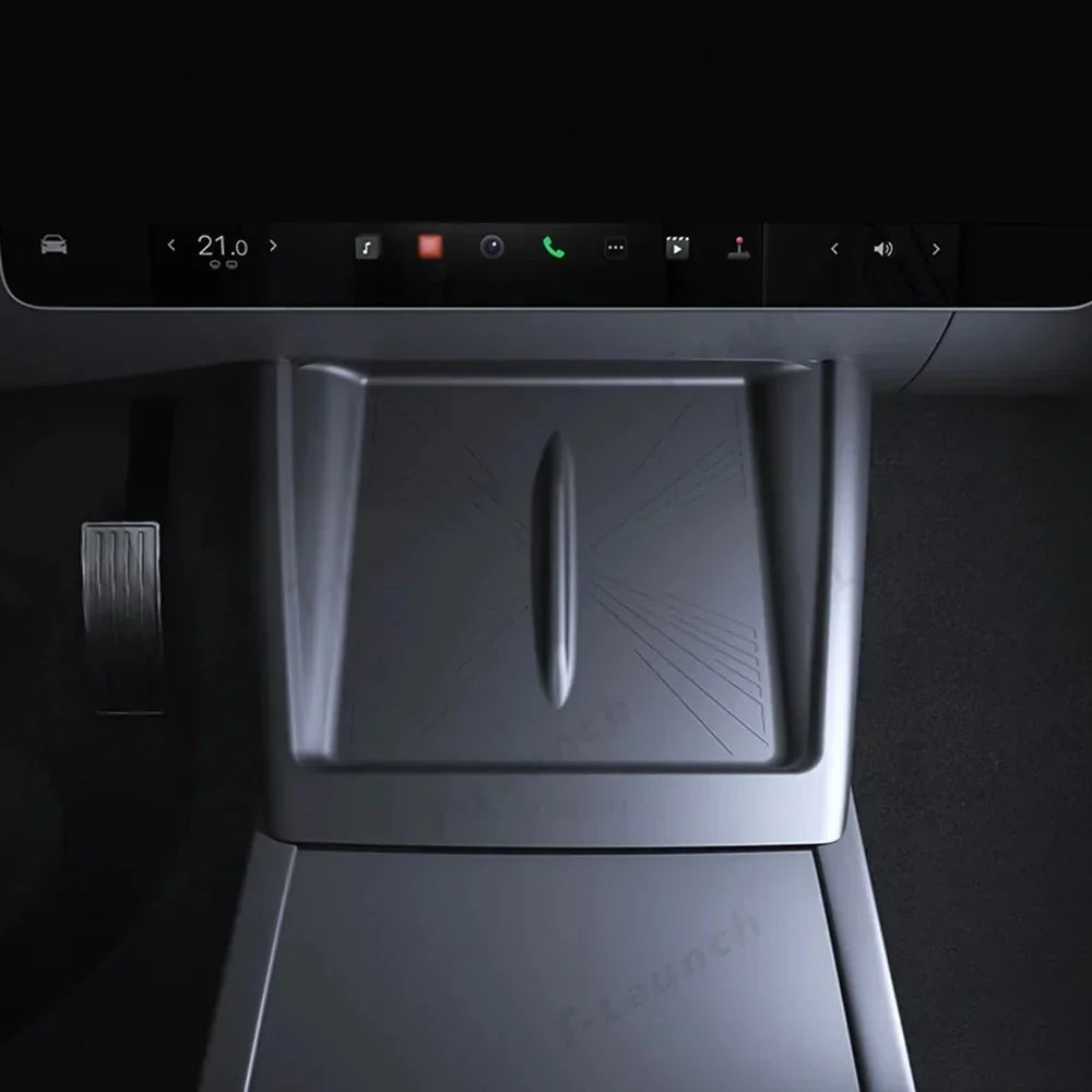 Full-Cover Non-Slip Silicone Wireless Charging Area Mat for Tesla Model Y Juniper 2025+ / Model 3 Highland 2024+