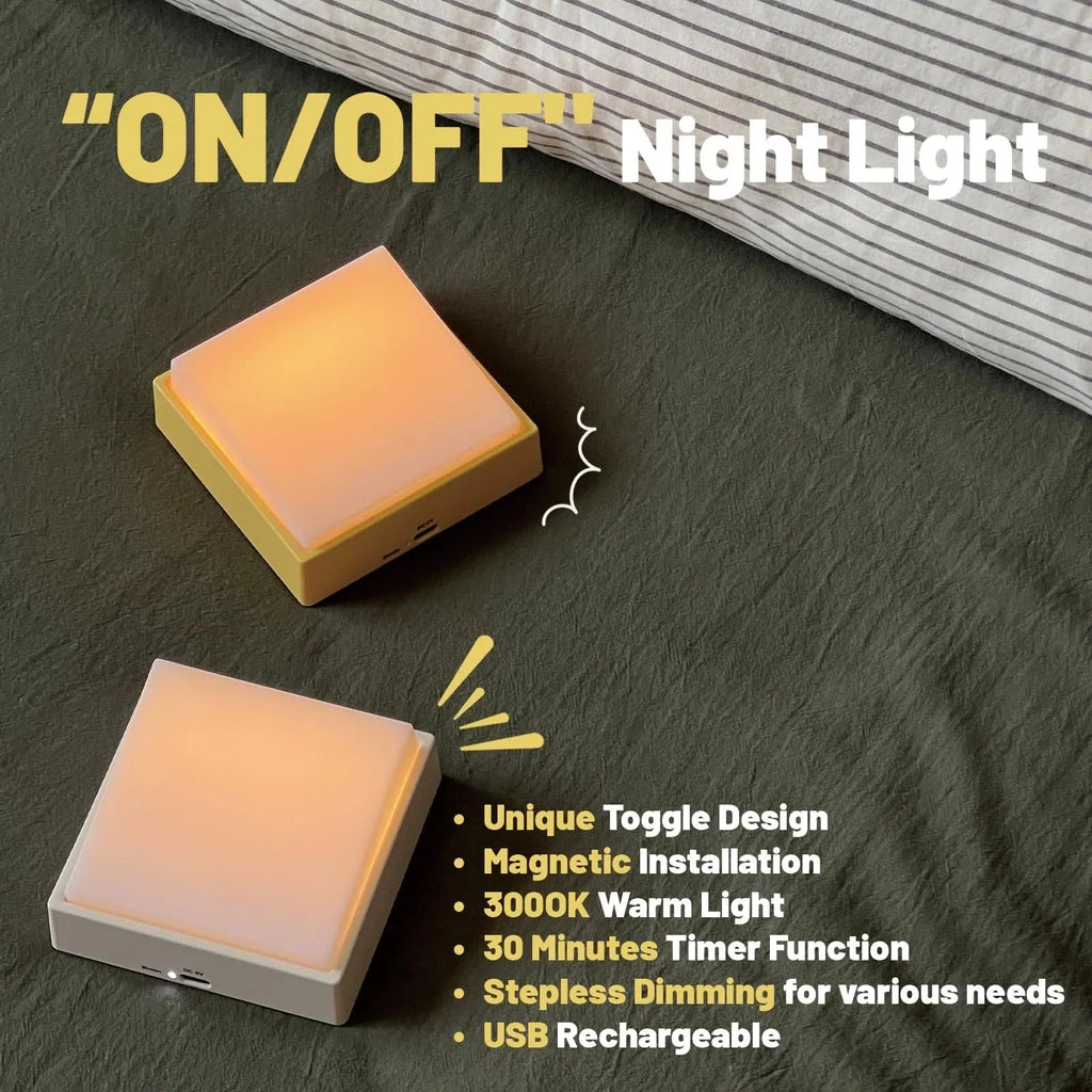 Ahahay | Wireless dimmable night light – Rechargeable with timer & magnet attachment