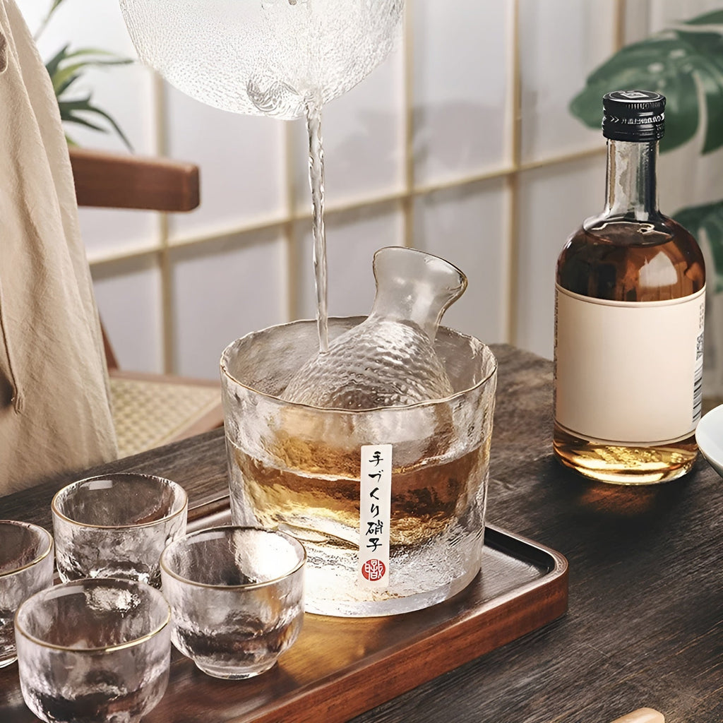 Japanese Glass Set – Elegant Sake & Whisky Set | Perfect for Bar & Home | Ahahay