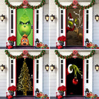 Christmas Door Cover | Fabric Front Door Decoration | Washable & Reusable | 91×203cm