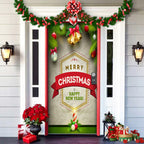 Christmas Door Cover | Fabric Front Door Decoration | Washable & Reusable | 91×203cm
