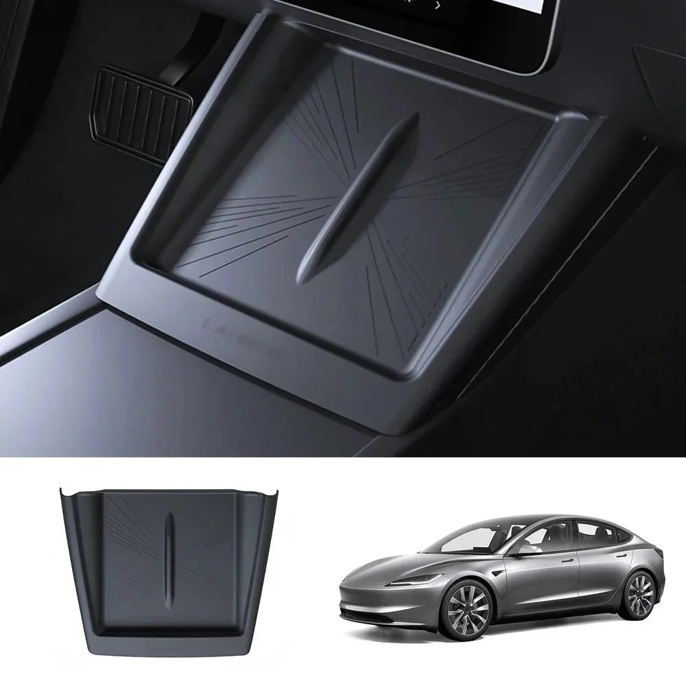 Full-Cover Non-Slip Silicone Wireless Charging Area Mat for Tesla Model Y Juniper 2025+ / Model 3 Highland 2024+