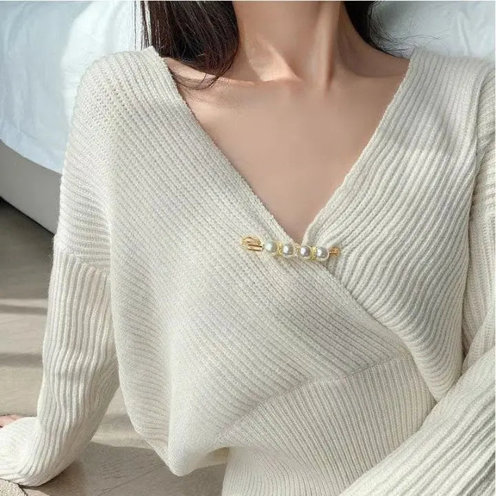 Ahahay | 4 pieces | Elegant safety pin brooch with pearls and rhinestones