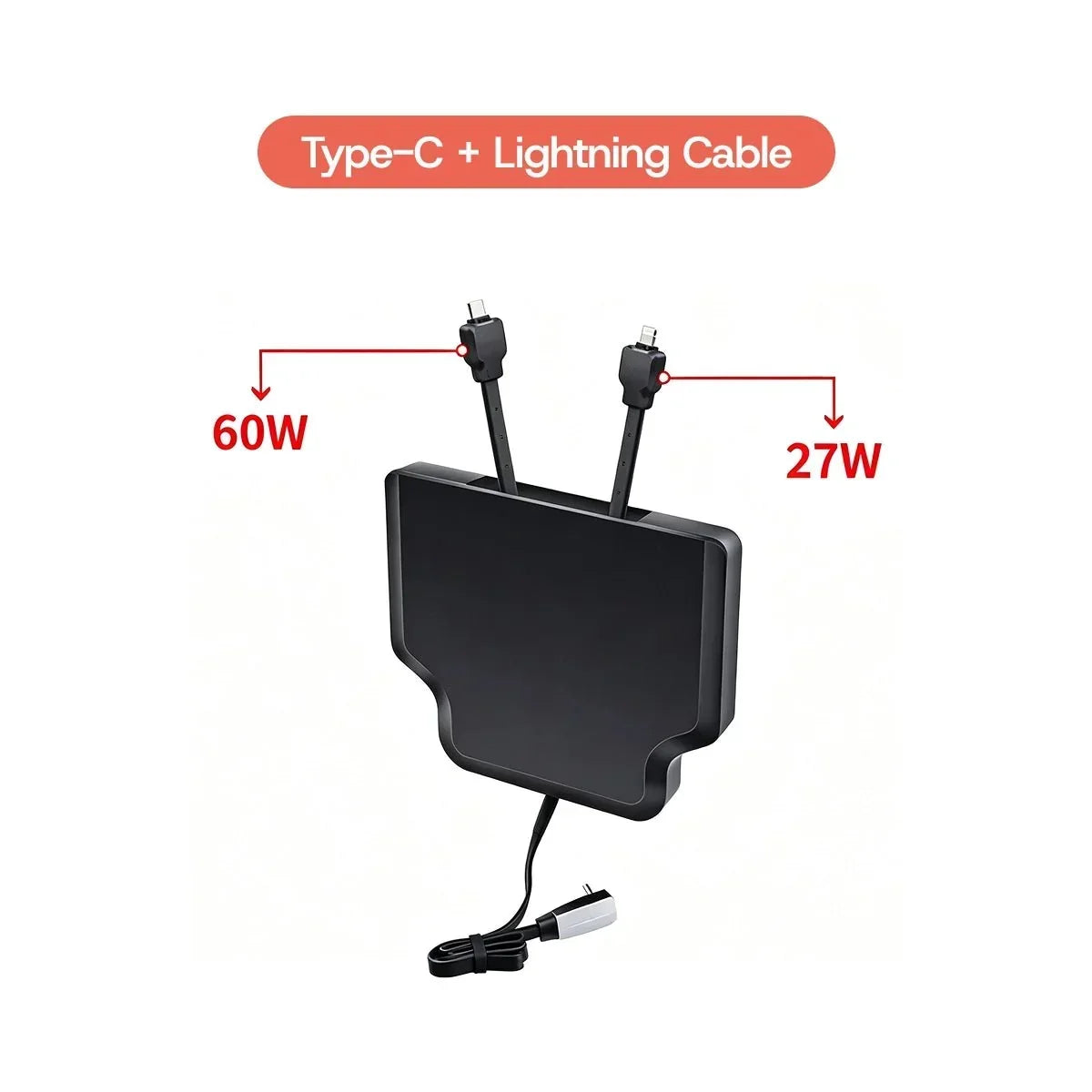Armrest Retractable Charging Hub with Dual Cables for Tesla Model 3 2024+ / Model Y 2025+