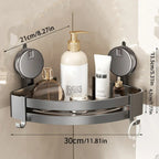 No-Drill Suction Powered Corner Bathroom Organizer
