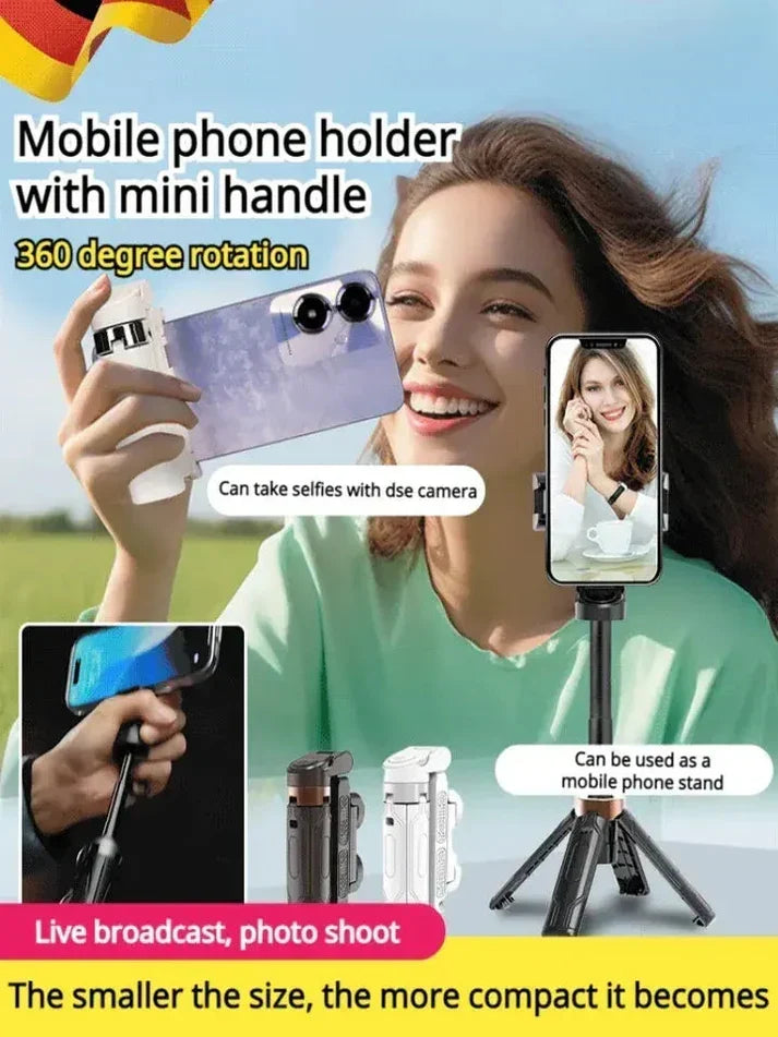 Mini Selfie Stick Foldable 3 in 1 Extendable Grip Phone Shooting Tripod Stand with BT Remote Control