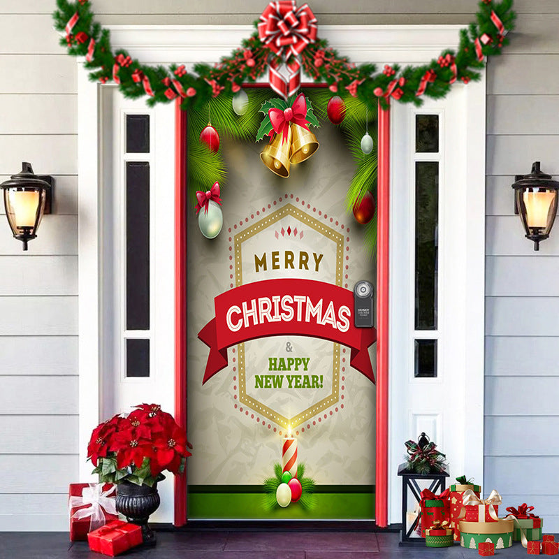 Christmas Door Cover | Fabric Front Door Decoration | Washable & Reusable | 91×203cm