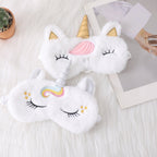 Ladies nan cozy unicorn sleep mask with embroidered eyelashes, soft plush and elastic ruffled ribbon 
Maetiva