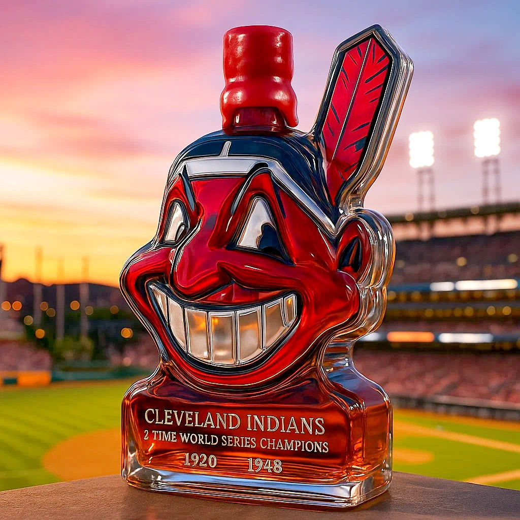 Cleveland Indians Team Honor Whiskey Bottle