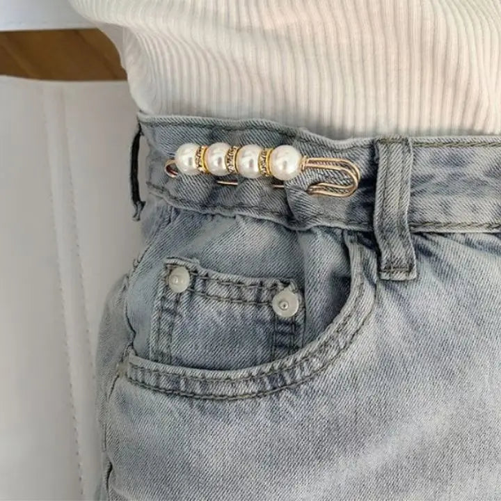 Ahahay | 4 pieces | Elegant safety pin brooch with pearls and rhinestones