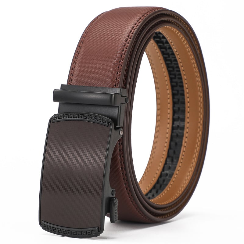 Eptchn Leather Ratchet Belt With Adjustable Buckle CrackSlick