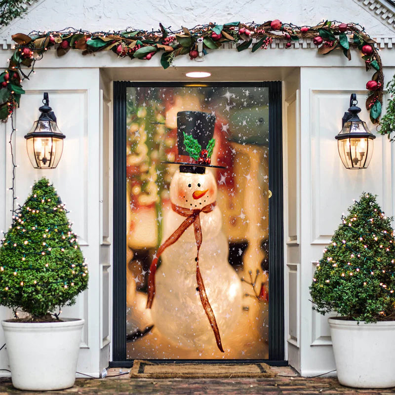 Christmas Door Cover | Fabric Front Door Decoration | Washable & Reusable | 91×203cm