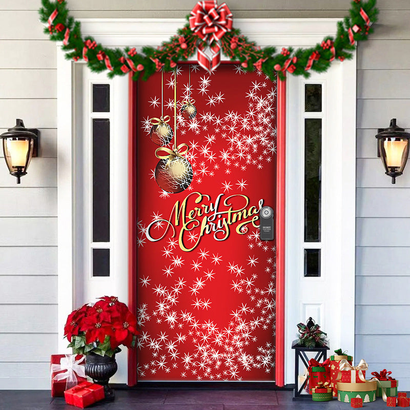 Christmas Door Cover | Fabric Front Door Decoration | Washable & Reusable | 91×203cm