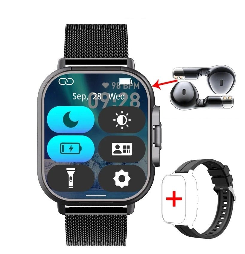 Smart GPS Watch & Bluetooth Headset Duo – 2n1 Watch to Monitor Heart Rate, Blood Pressure Monitoring, Music Play, and Calls in One Sleek Device