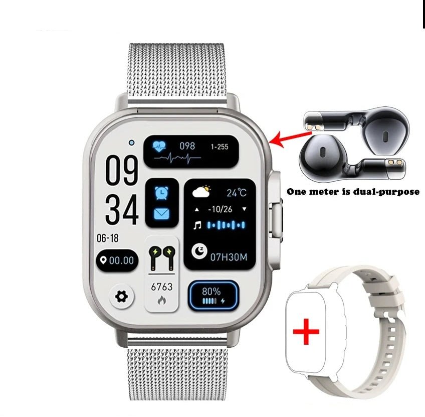 Smart GPS Watch & Bluetooth Headset Duo – 2n1 Watch to Monitor Heart Rate, Blood Pressure Monitoring, Music Play, and Calls in One Sleek Device