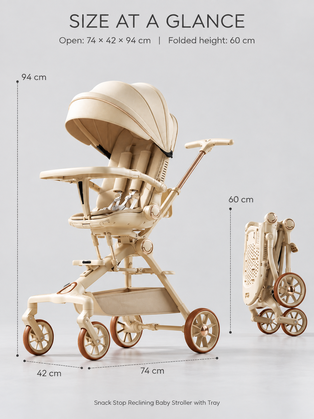 Snack Stop Reclining Baby Stroller with Tray