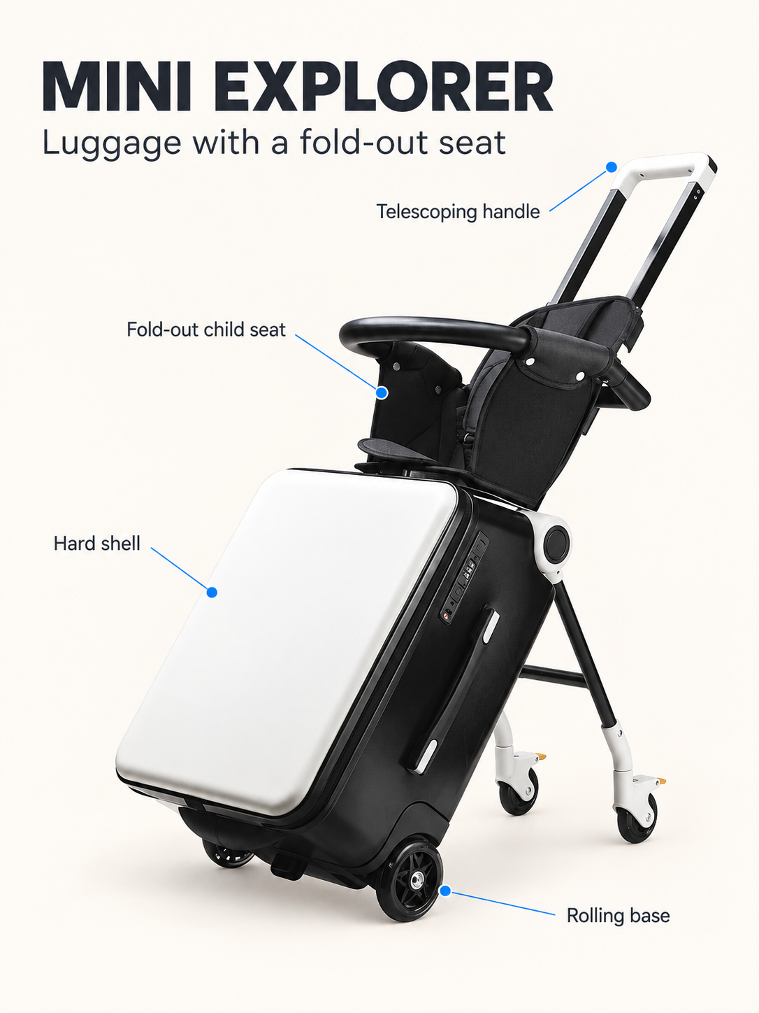 Mini Explorer Ride-On Kids Carry-On Suitcase