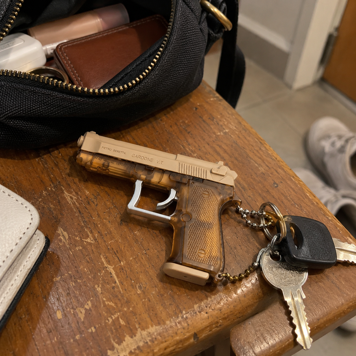 Surprise Prank Gun Shape Keychain