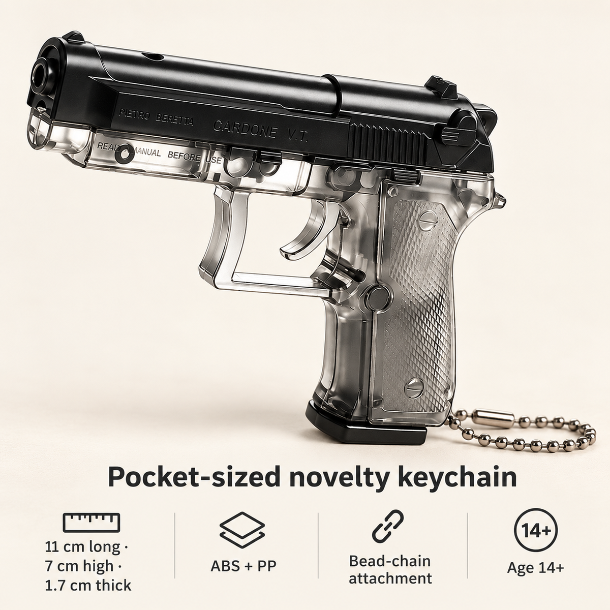 Surprise Prank Gun Shape Keychain
