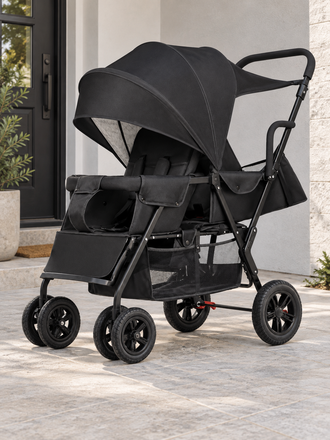 Tandem Trail Double Stroller with Removable Rear Seat