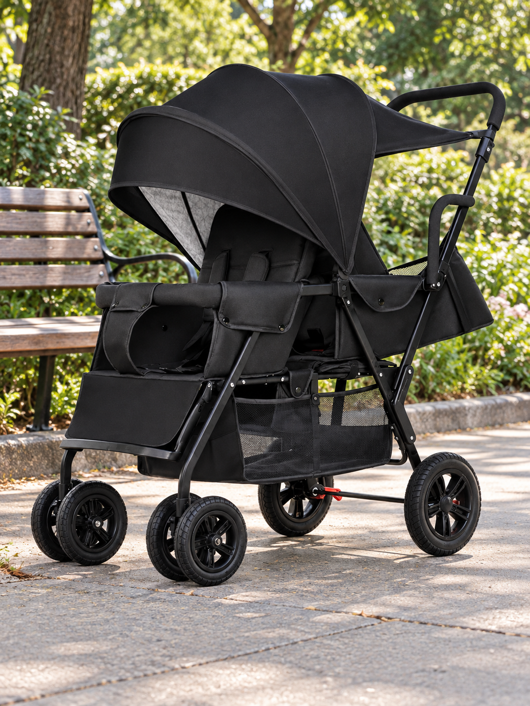 Tandem Trail Double Stroller with Removable Rear Seat