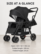 Tandem Trail Double Stroller with Removable Rear Seat