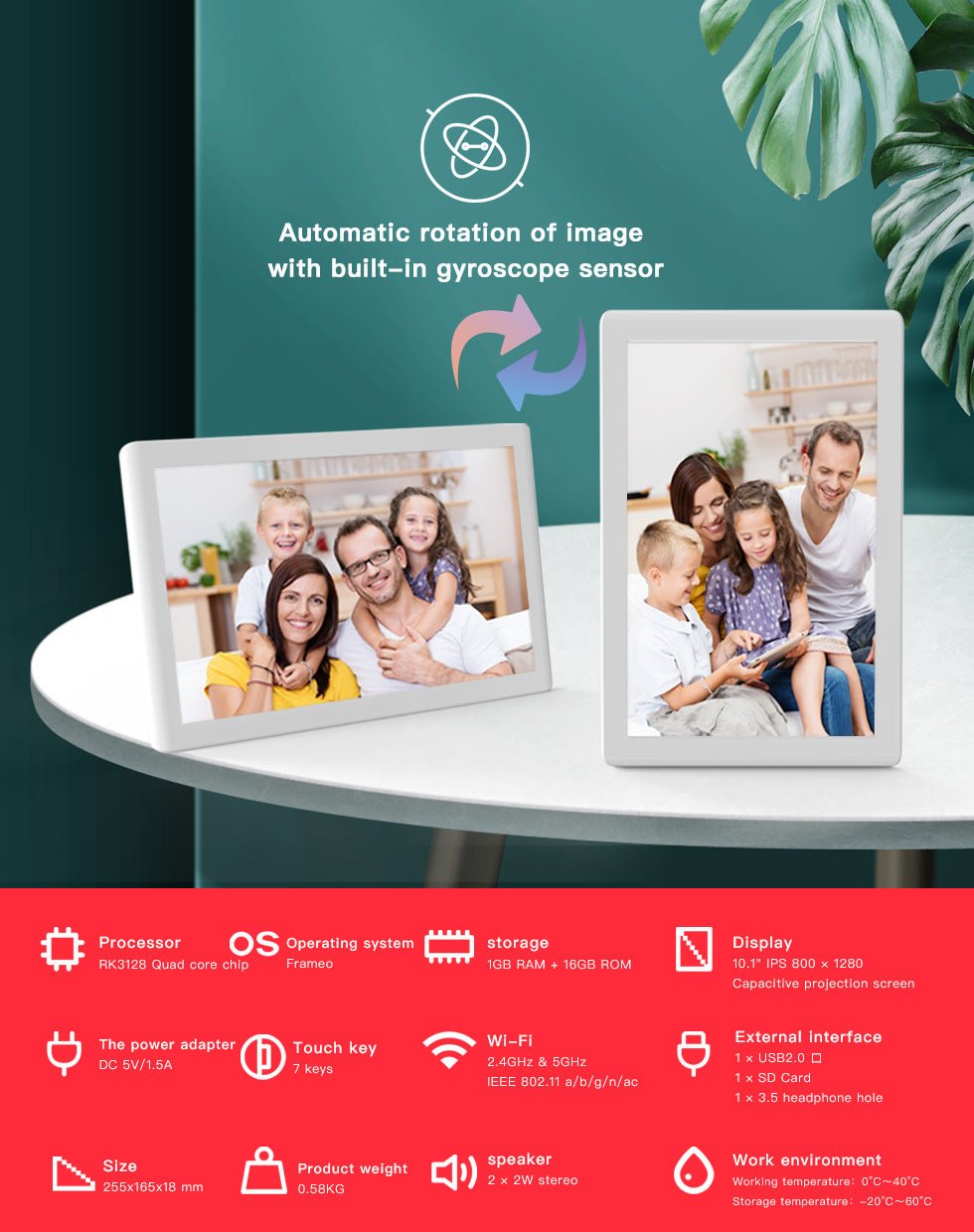 Touch Screen WiFi Digital Photo Frame