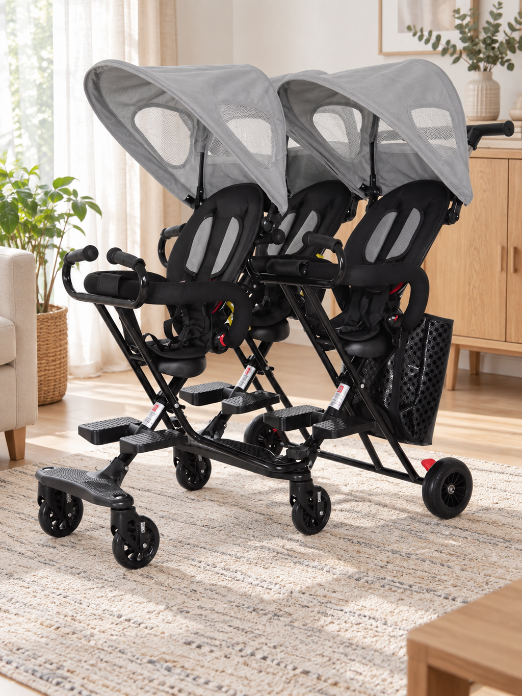 Trio Trek Folding Triple Baby Stroller