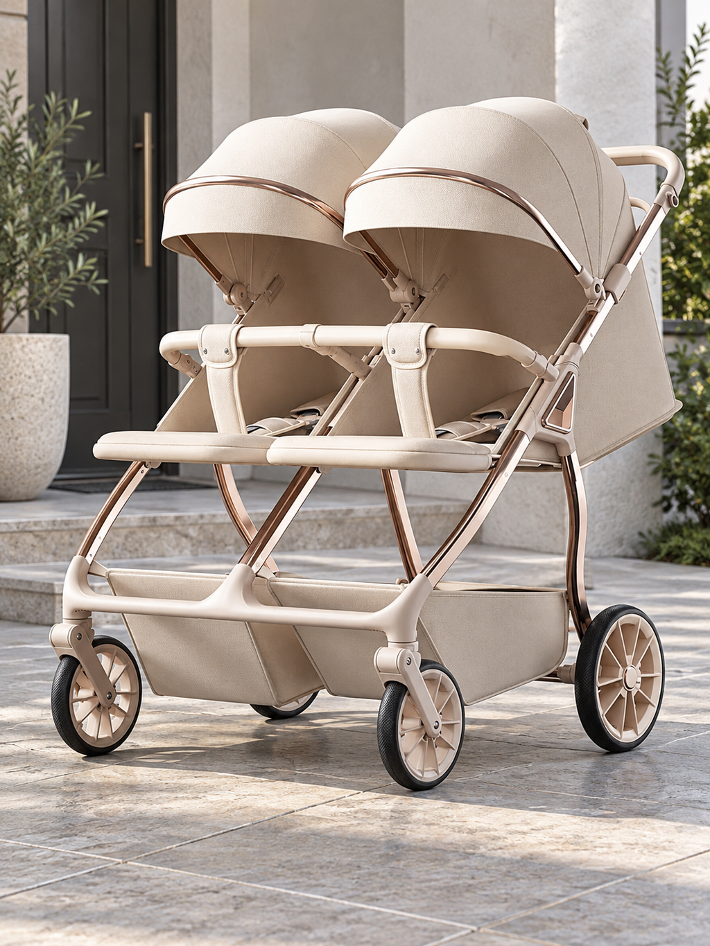 Twin Venture One-Click Folding Double Baby Stroller