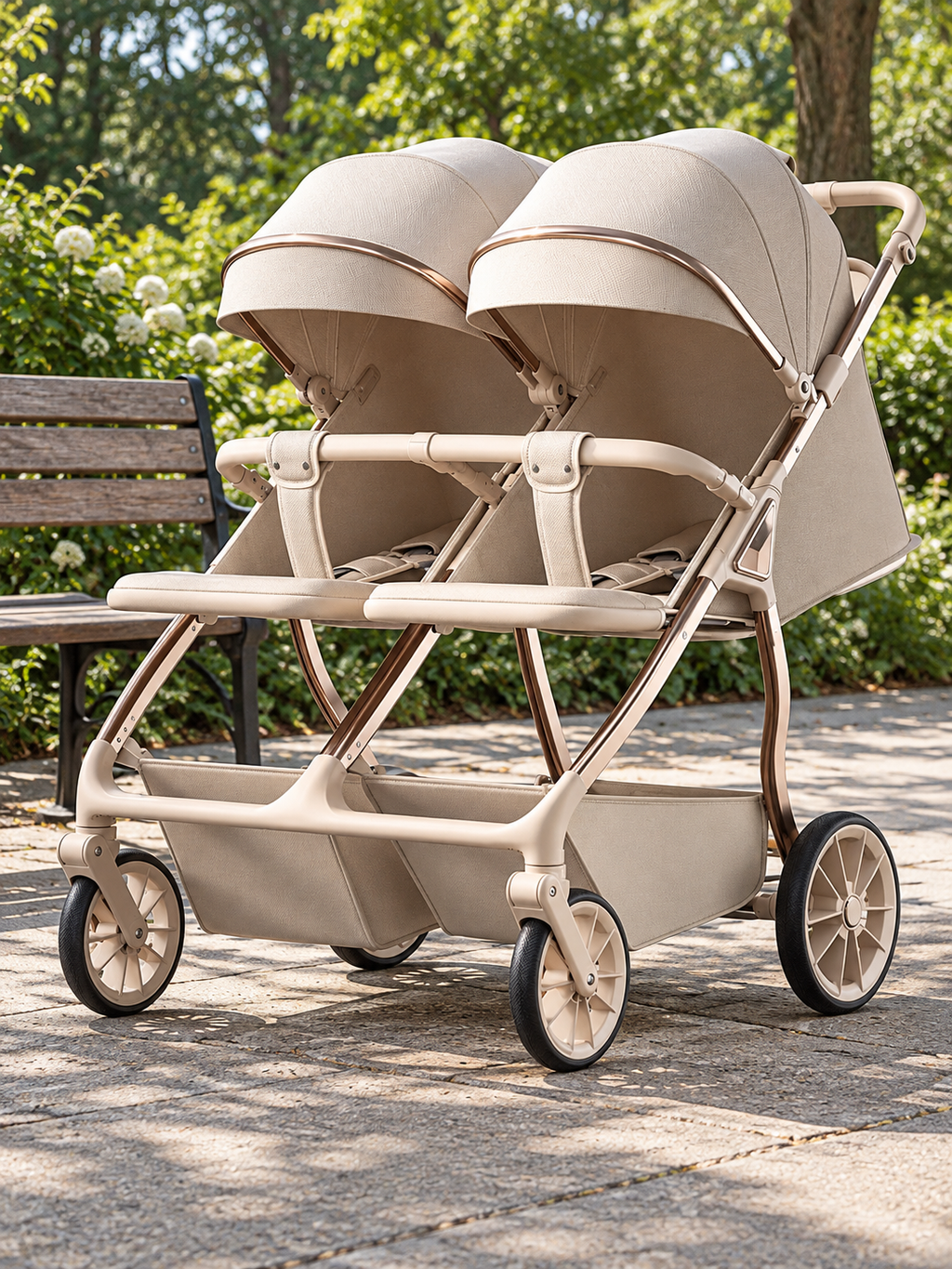 Twin Venture One-Click Folding Double Baby Stroller