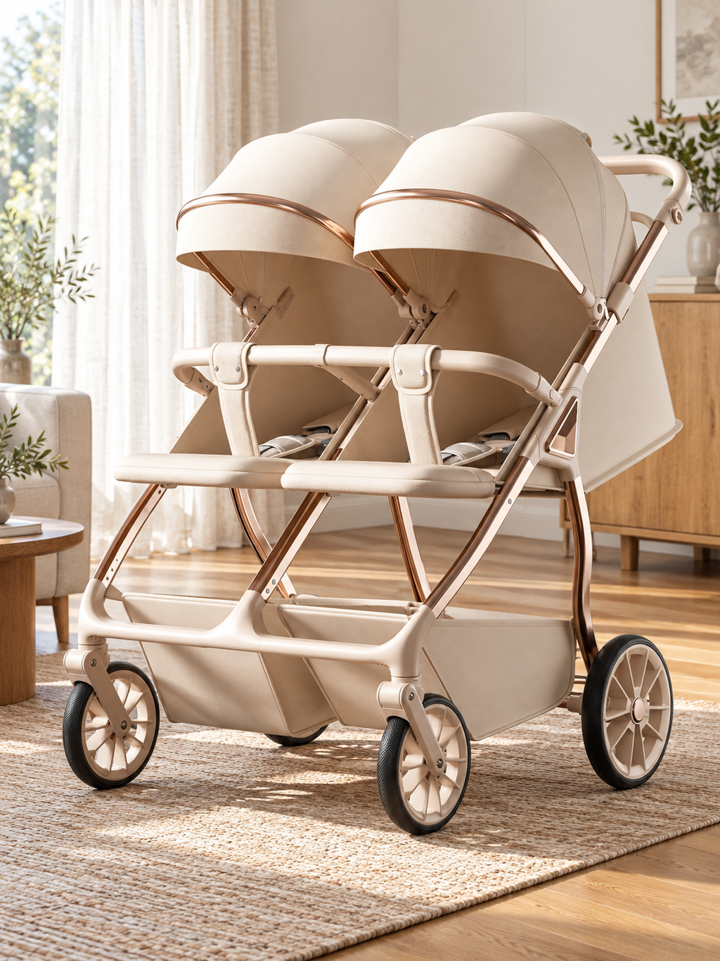 Twin Venture One-Click Folding Double Baby Stroller