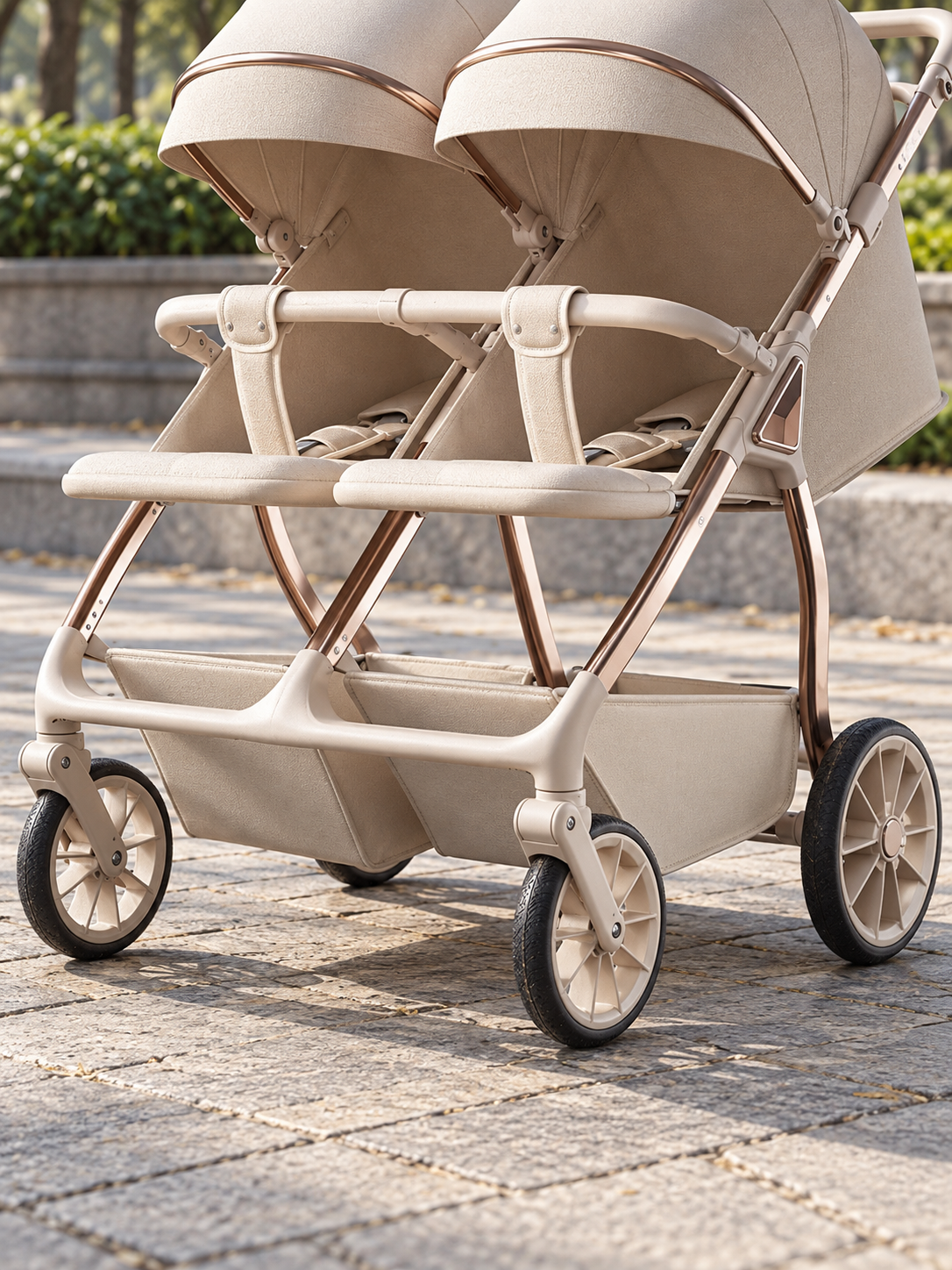 Twin Venture One-Click Folding Double Baby Stroller