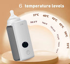 Portable Bottle Warmer – Rechargeable Heater with 6 Temp Levels & Display for Breast Milk & Baby Feeding