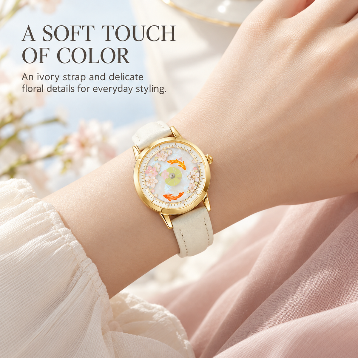 Lotus Pond Koi Dial Wristwatch